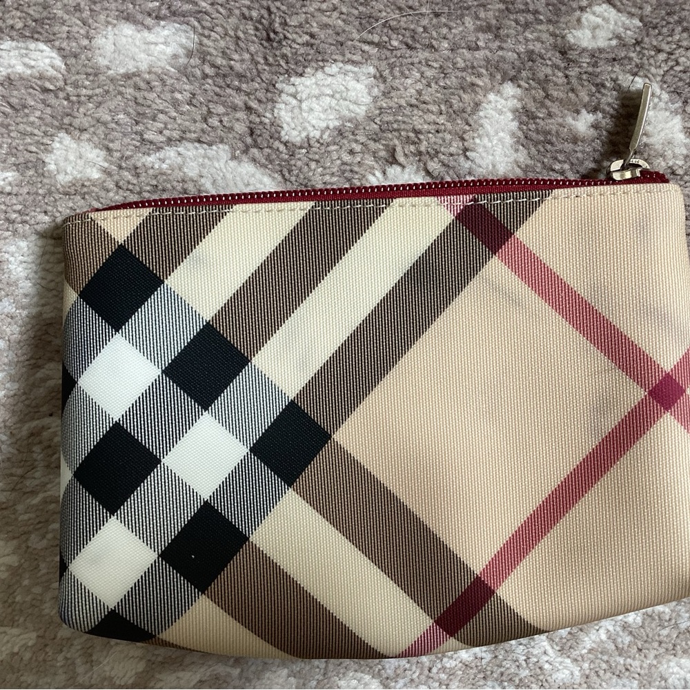 Burberry Cream and Black Cosmetic Bag with Iconic Design